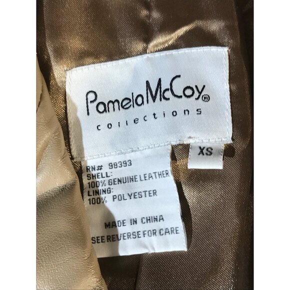 Pamela McCoy Women's Vintage Y2K Taupe Leather Blazer Duster - Picture 3 of 8